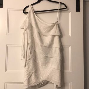 BCBG Maxarzia white ruffle dress